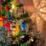 Colourful whistles in a christmas tree